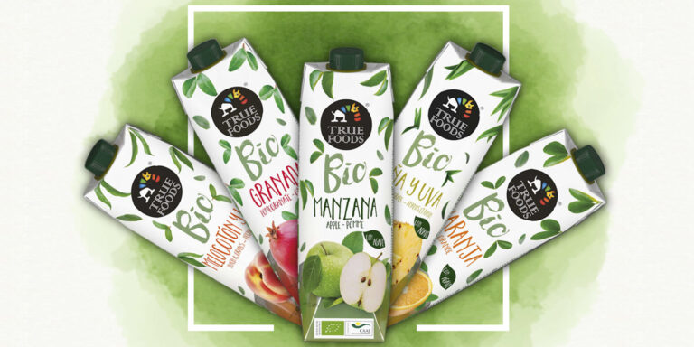 Diseño de packaging para zumo ecológico, zumo de naranja, zumo de manzana, zumo de granada, zumo de limón, zumo de melocotón y uva, arte final expertos en packaging, tetra prima 1L, flexo