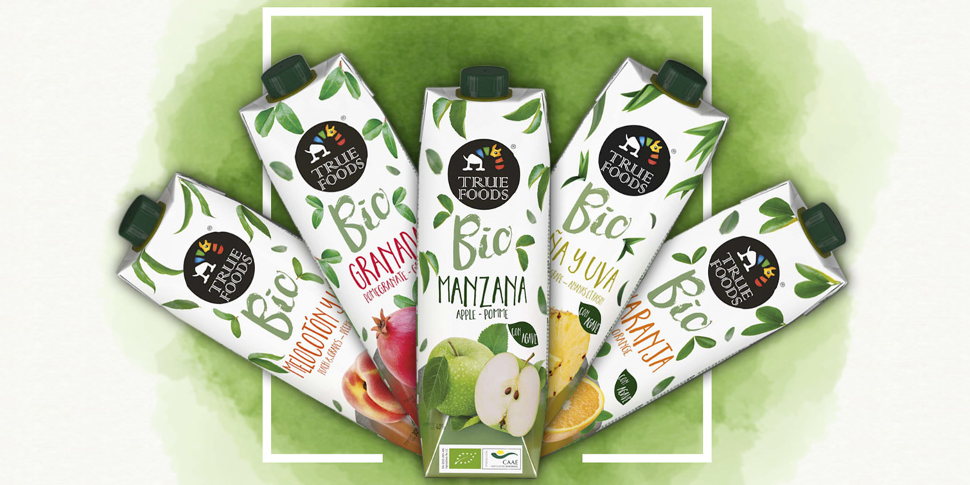 Diseño de packaging para zumo ecológico, zumo de naranja, zumo de manzana, zumo de granada, zumo de limón, zumo de melocotón y uva, arte final expertos en packaging, tetra prima 1L, flexo