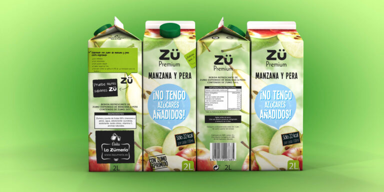 Mock up de gama de productos sin azúcares añadidos.