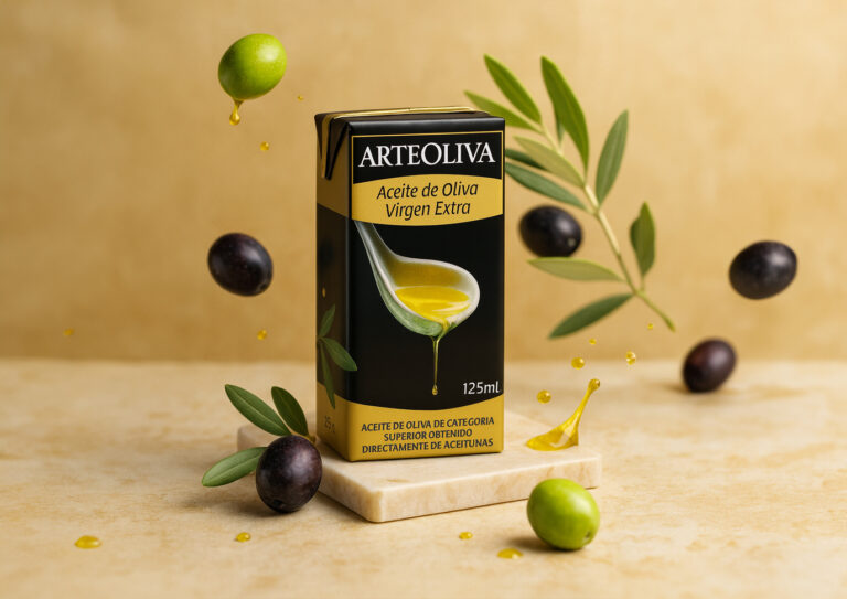 Diseño de packaging aceite de oliva premium 125 ml