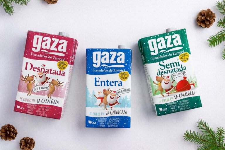 Diseño de packaging leche edición Navidad