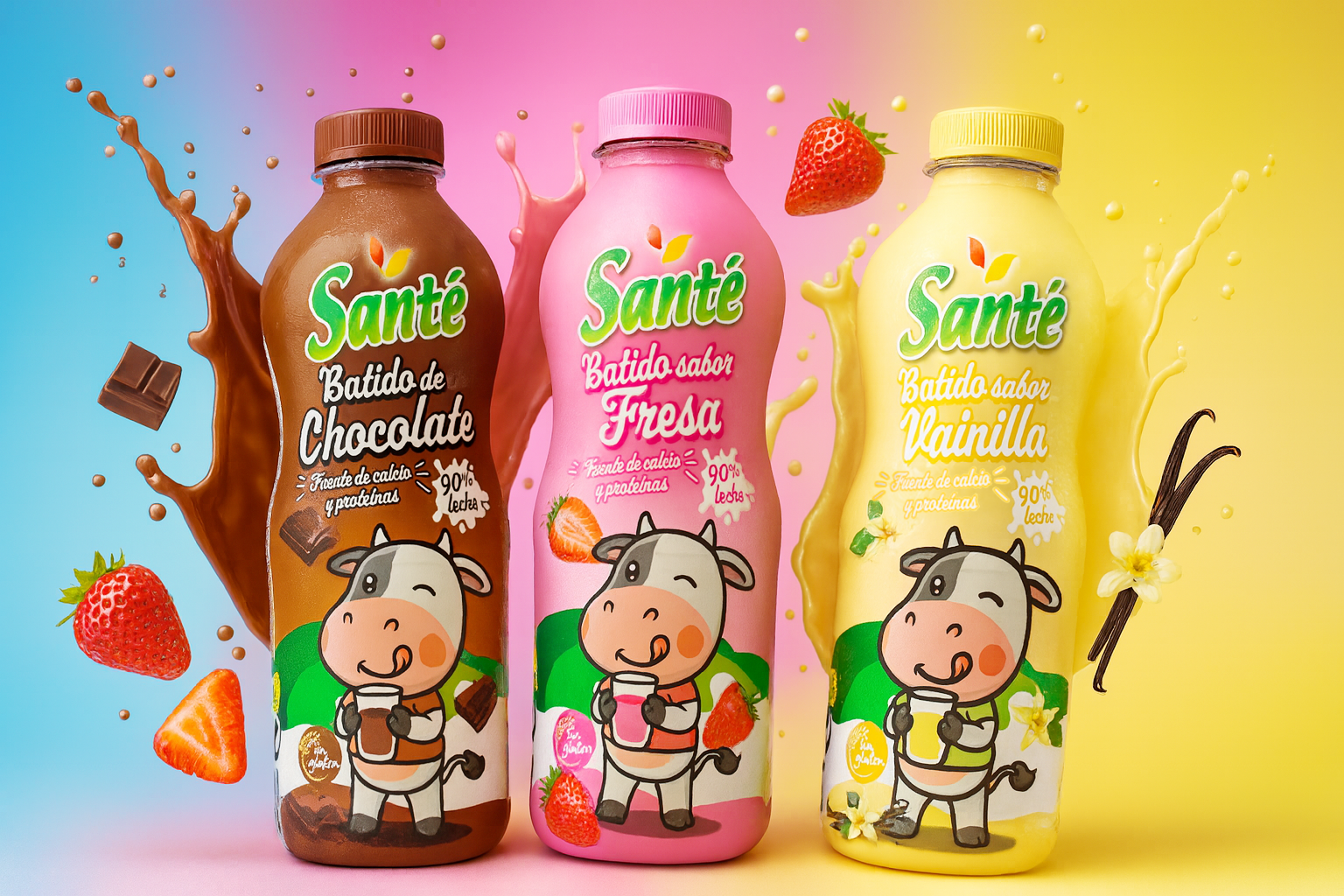 Diseño de packaging batidos infantiles Santé