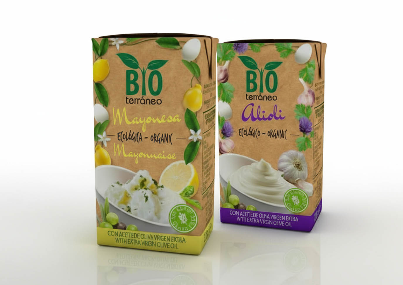 Diseño de packaging mayonesa y alioli Bio Terraneo
