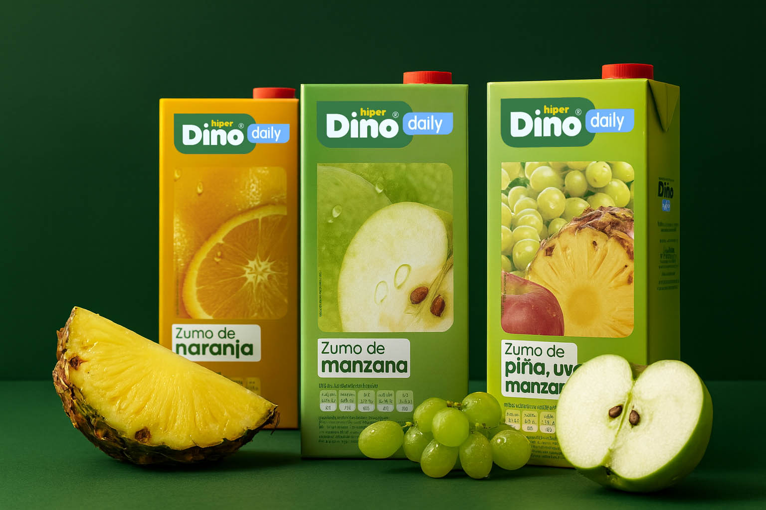 Diseño de packaging zumos HiperDino
