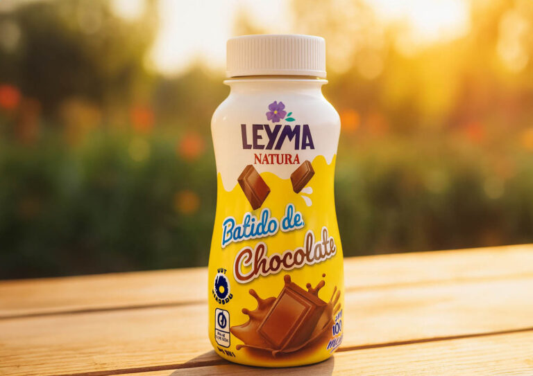 Diseño de packaging para batido de chocolate Leyma